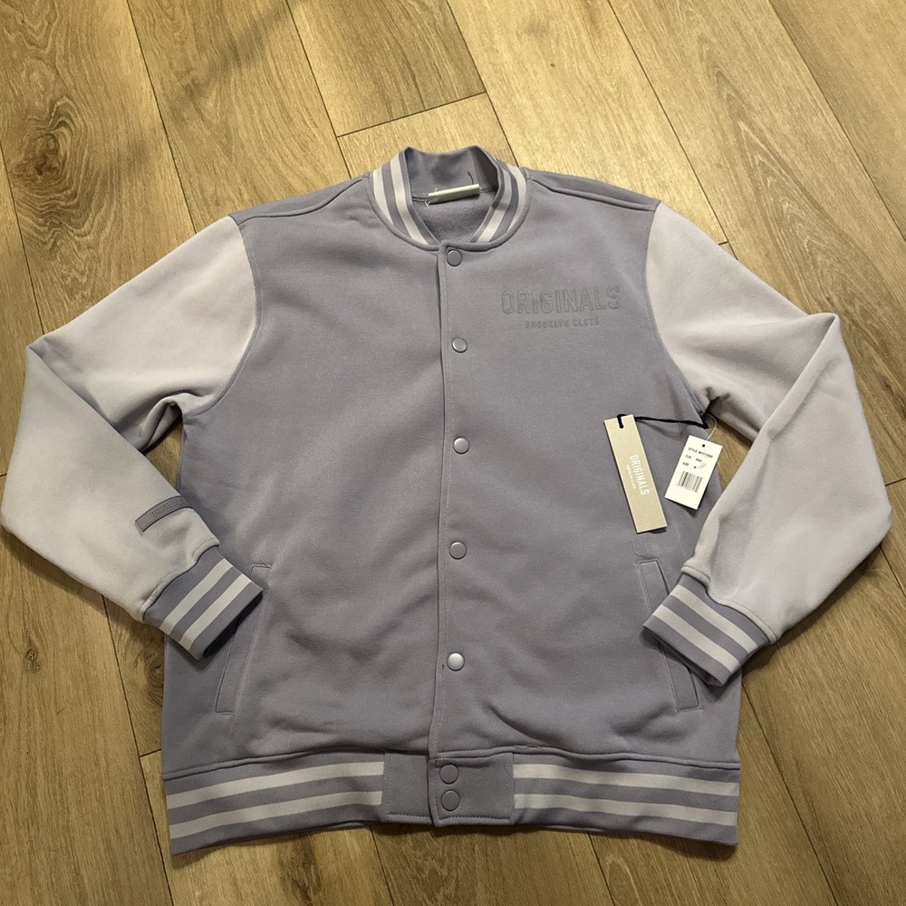 Brooklyn Cloth Originals Men's Snap Up Varsity Jacket‎ Lilac Size Small
